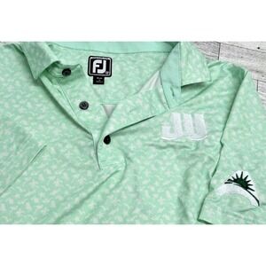 FootJoy Athletic Fit Lisle Beach Print AOP Golf Polo Shirt Mens‎ MEDIUM Patches